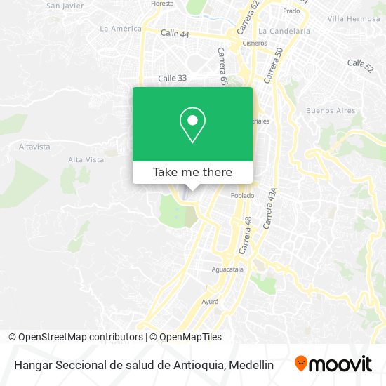 Mapa de Hangar Seccional de salud de Antioquia