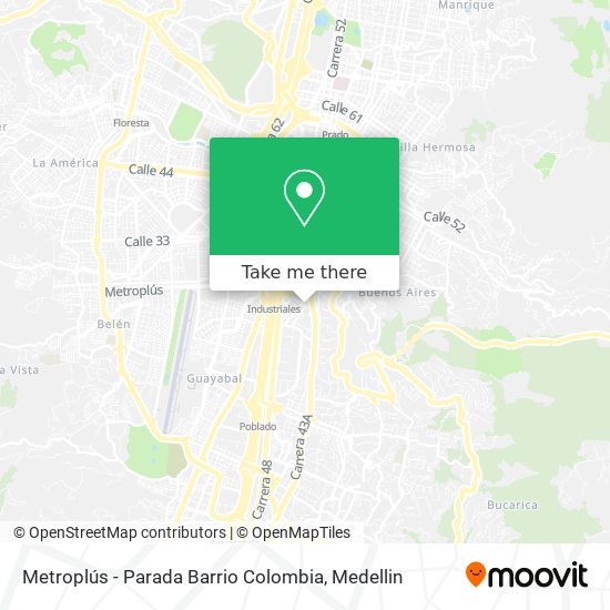 Metroplús - Parada Barrio Colombia map