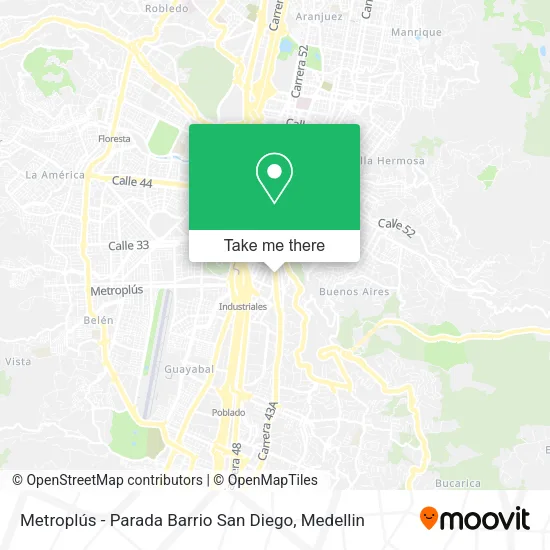 Metroplús - Parada Barrio San Diego map