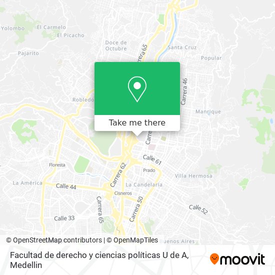 Mapa de Facultad de derecho y ciencias políticas U de A