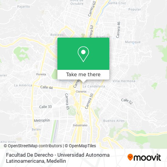 Facultad De Derecho - Universidad Autonoma Latinoamericana map