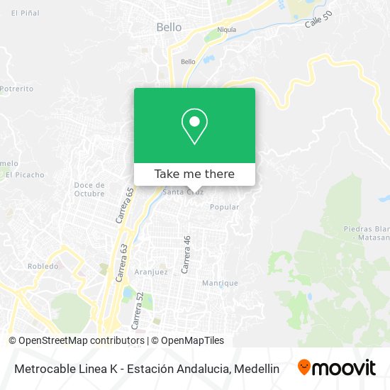 Metrocable Linea K - Estación Andalucia map