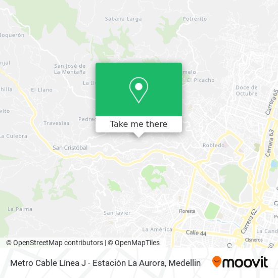 Mapa de Metro Cable Línea J - Estación La Aurora