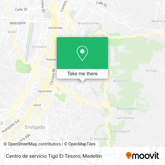 Centro de servicio Tigo El Tesoro map