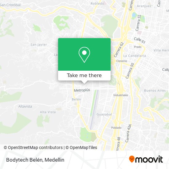 Bodytech Belén map