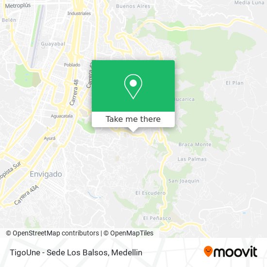 TigoUne - Sede Los Balsos map