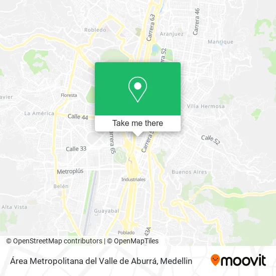 Mapa de Área Metropolitana del Valle de Aburrá