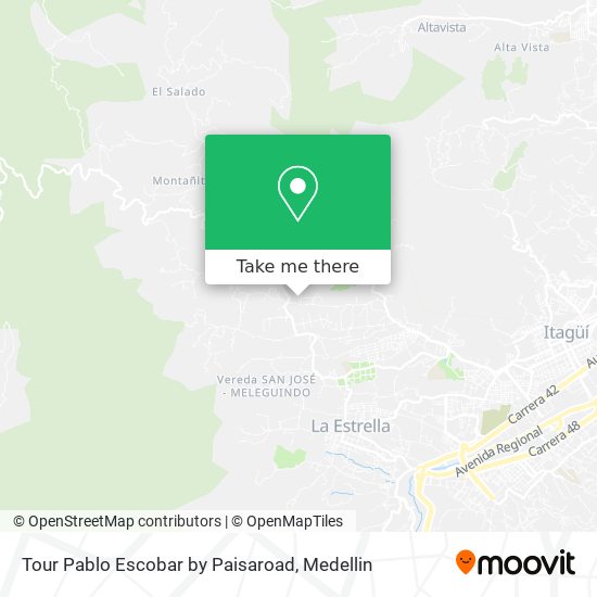 Tour Pablo Escobar by Paisaroad map
