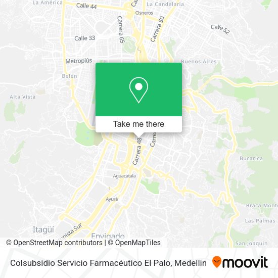 Mapa de Colsubsidio Servicio Farmacéutico El Palo