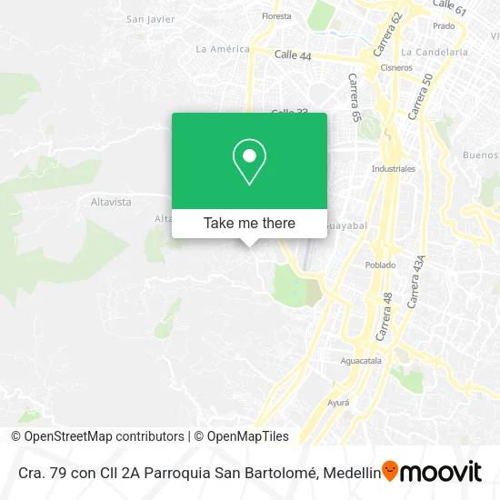 Mapa de Cra. 79 con Cll 2A Parroquia San Bartolomé