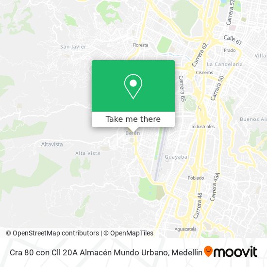 Cra 80 con Cll 20A Almacén Mundo Urbano map