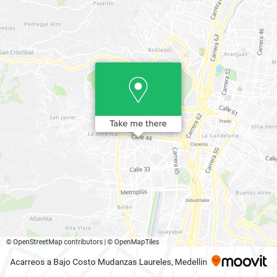 Mapa de Acarreos a Bajo Costo Mudanzas Laureles