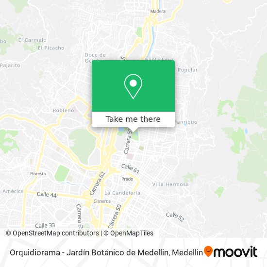 Mapa de Orquidiorama - Jardín Botánico de Medellin