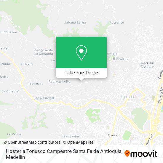 Mapa de Hosteria Tonusco Campestre Santa Fe de Antioquia