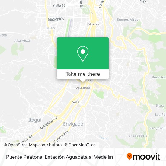 Mapa de Puente Peatonal Estación Aguacatala