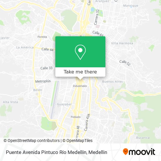 Mapa de Puente Avenida Pintuco Río Medellín