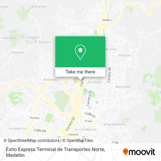 Mapa de Éxito Express Terminal de Transportes Norte