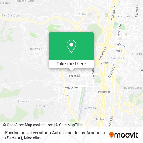 Mapa de Fundacion Universitaria Autonoma de las Americas (Sede A)