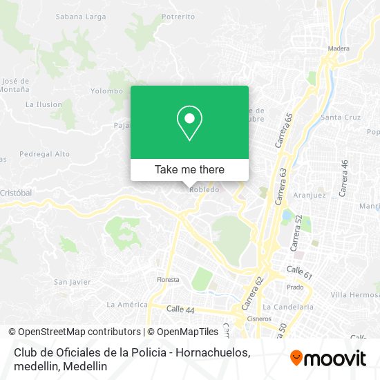 Mapa de Club de Oficiales de la Policia - Hornachuelos, medellin