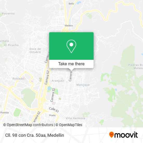 Mapa de Cll. 98 con Cra. 50aa