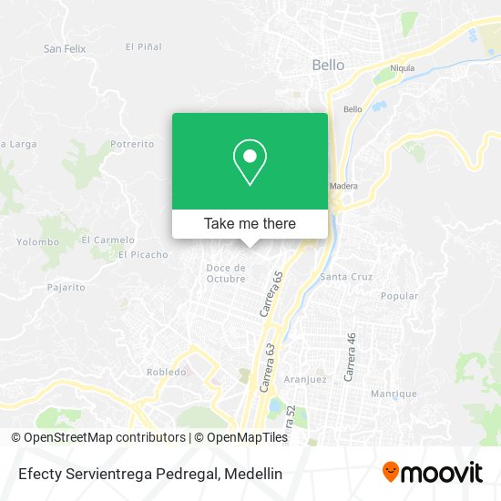 Efecty Servientrega Pedregal map