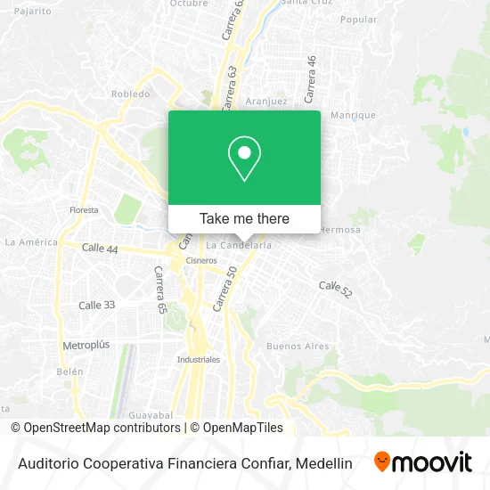 Auditorio Cooperativa Financiera Confiar map