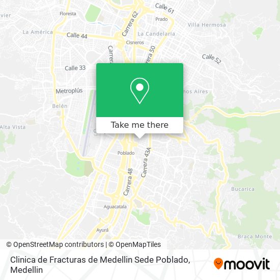 Mapa de Clinica de Fracturas de Medellin  Sede Poblado