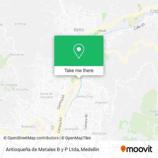 Mapa de Antioqueña de Metales B y P Ltda