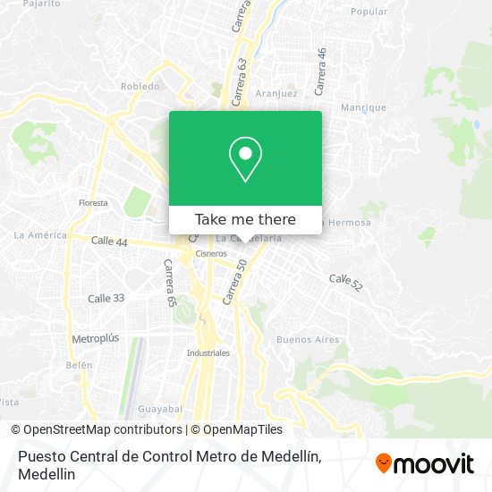 Mapa de Puesto Central de Control Metro de Medellín