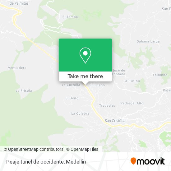Mapa de Peaje tunel de occidente