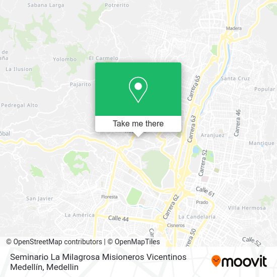 Seminario La Milagrosa Misioneros Vicentinos Medellín map