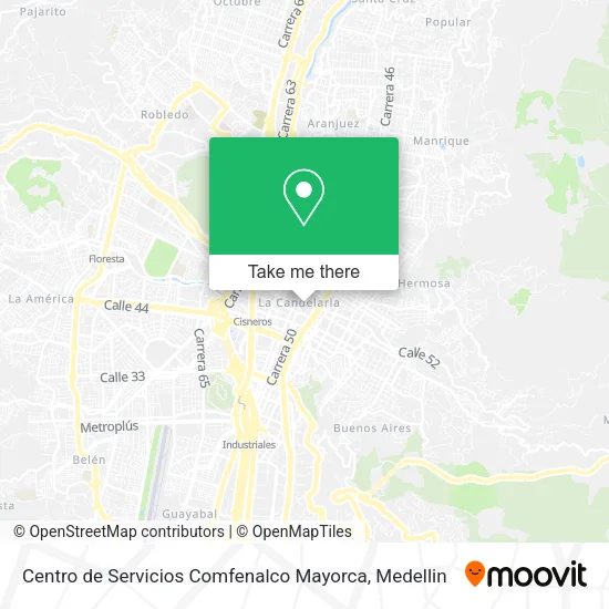 Mapa de Centro de Servicios Comfenalco Mayorca