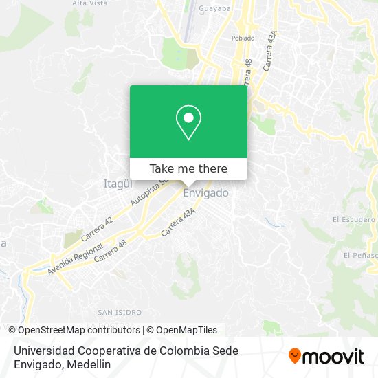 Mapa de Universidad Cooperativa de Colombia Sede Envigado
