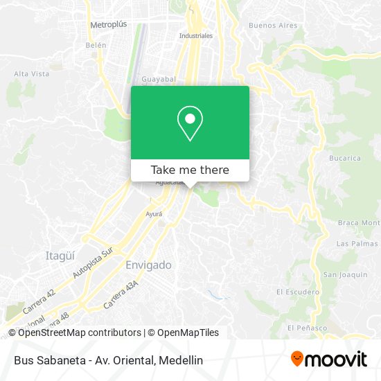 Mapa de Bus Sabaneta - Av. Oriental