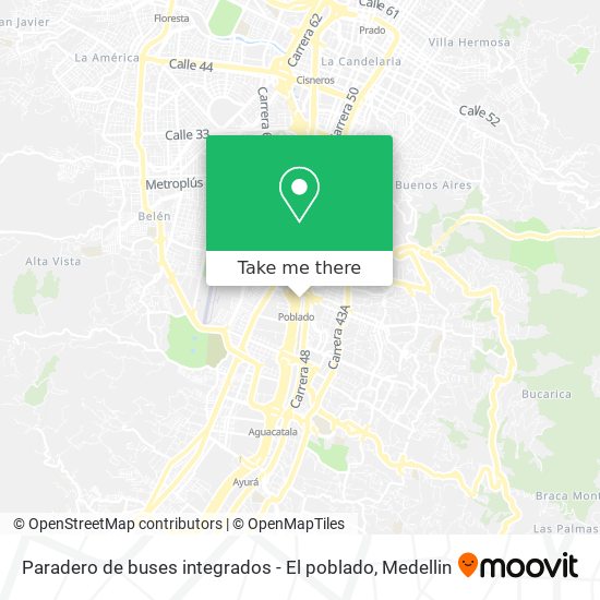 Mapa de Paradero de buses integrados - El poblado