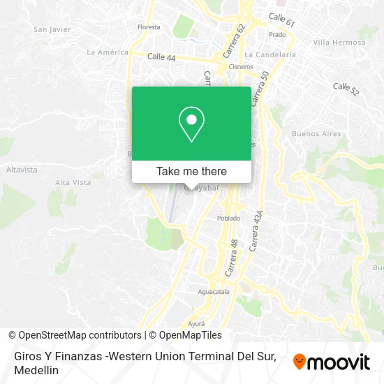 Mapa de Giros Y Finanzas -Western Union Terminal Del Sur