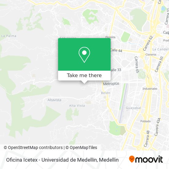 Mapa de Oficina Icetex - Universidad de Medellín