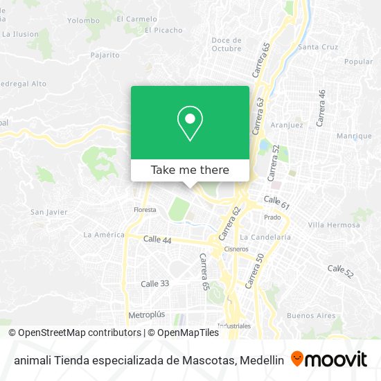 Mapa de animali Tienda especializada de Mascotas