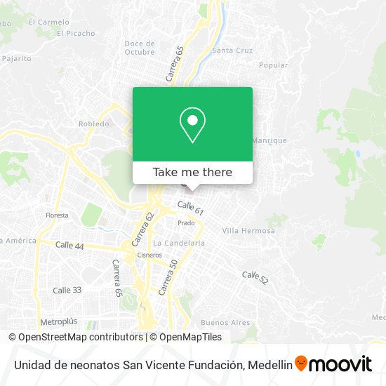 Mapa de Unidad de neonatos San Vicente Fundación