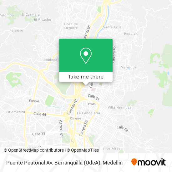 Mapa de Puente Peatonal Av. Barranquilla (UdeA)