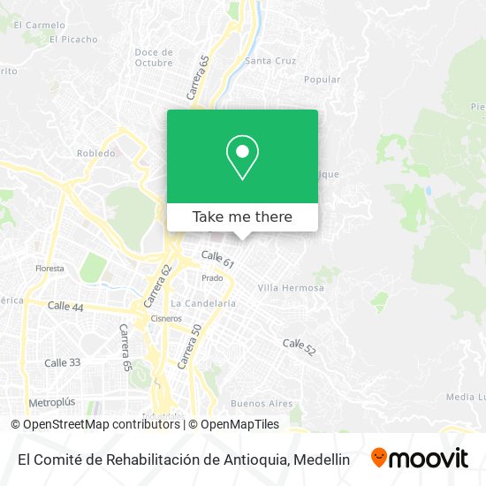 El Comité de Rehabilitación de Antioquia map