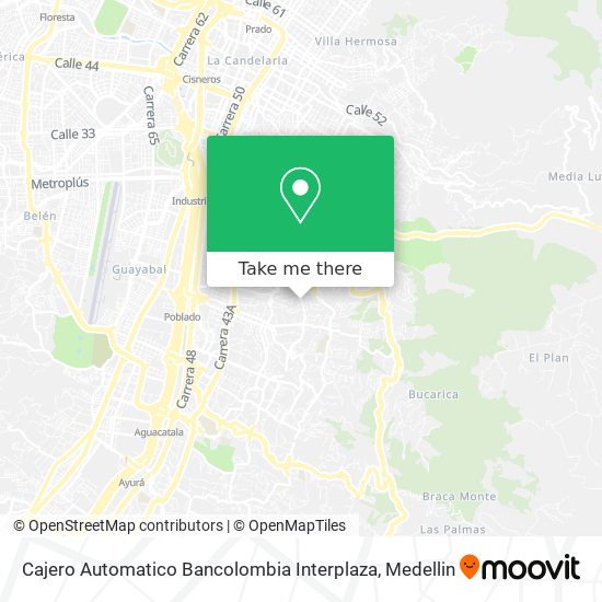 Mapa de Cajero Automatico Bancolombia Interplaza