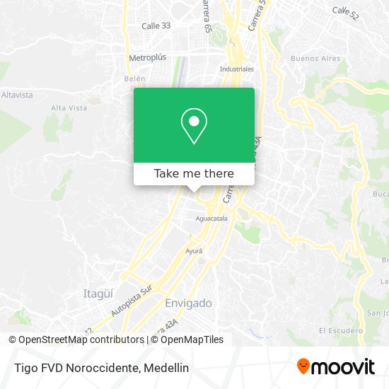 Mapa de Tigo FVD Noroccidente