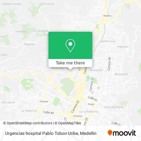 Urgencias hospital Pablo Tobon Uribe map