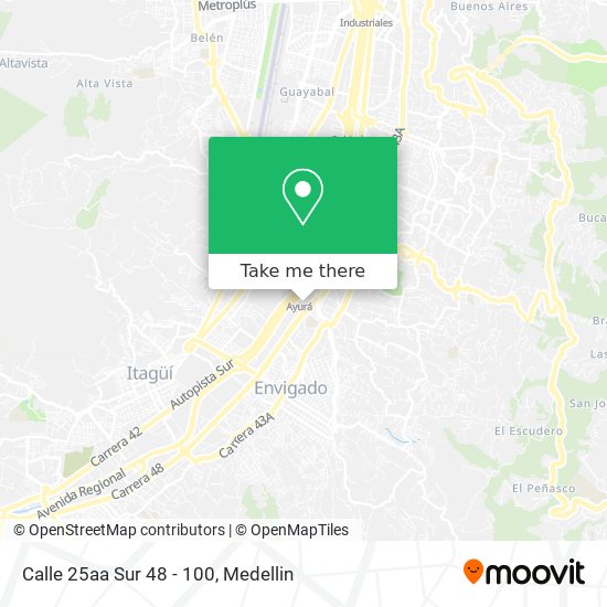 Mapa de Calle 25aa Sur 48 - 100