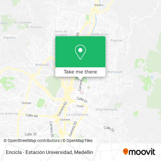 Mapa de Encicla - Estación Universidad