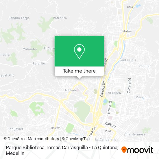 Mapa de Parque Biblioteca Tomás Carrasquilla - La Quintana