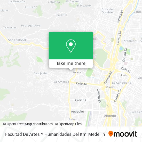 Mapa de Facultad De Artes Y Humanidades Del Itm