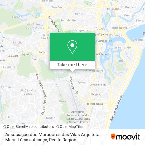 Mapa Associação dos Moradores das Vilas Arquiteta Maria Lúcia e Aliança