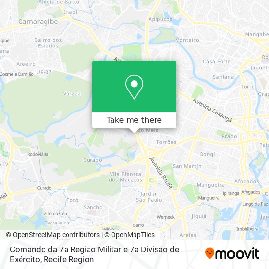 Comando da 7a Região Militar e 7a Divisão de Exército map